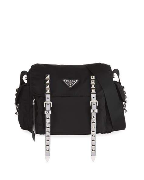 prada nylon bag messenger neiman marcus|Prada Medium Nylon Messenger Bag with Studding .